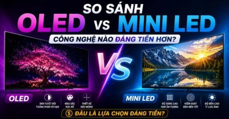 So sánh OLED với LCD, AMOLED và Mini LED giúp người dùng chọn đúng màn hình theo nhu cầu thực tế.