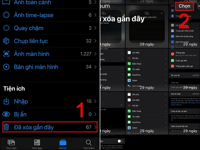 Người dùng có thể khôi phục ảnh bằng cách mở ứng dụng Ảnh, vào Đã xóa gần đây, chọn ảnh và nhấn Khôi phục.